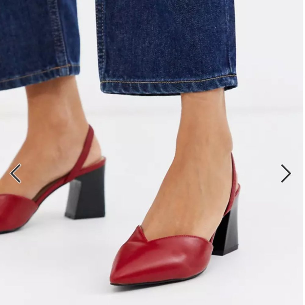RAID Fawn sling back heeled shoes in red